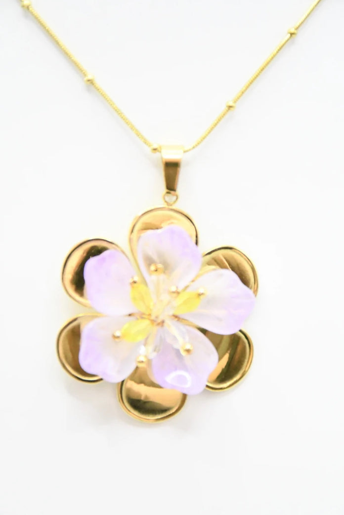 Collier Flora (rose, bleu, violet)