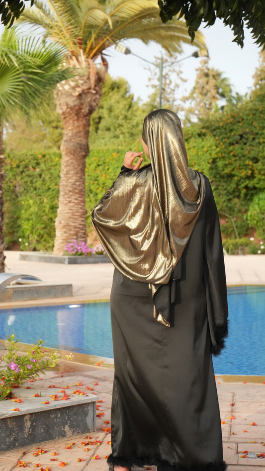 Voile réversible à paillettes - noir & doré