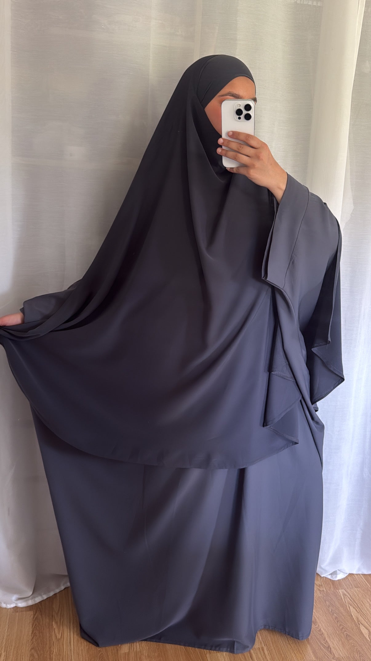 Khimar à fentes - bleu marine