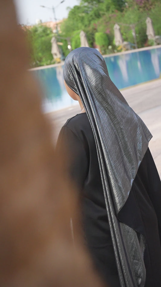 Voile réversible à paillettes - noir argenté