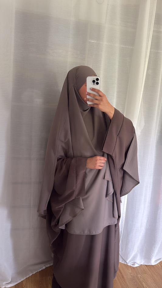 Khimar à fentes - taupe